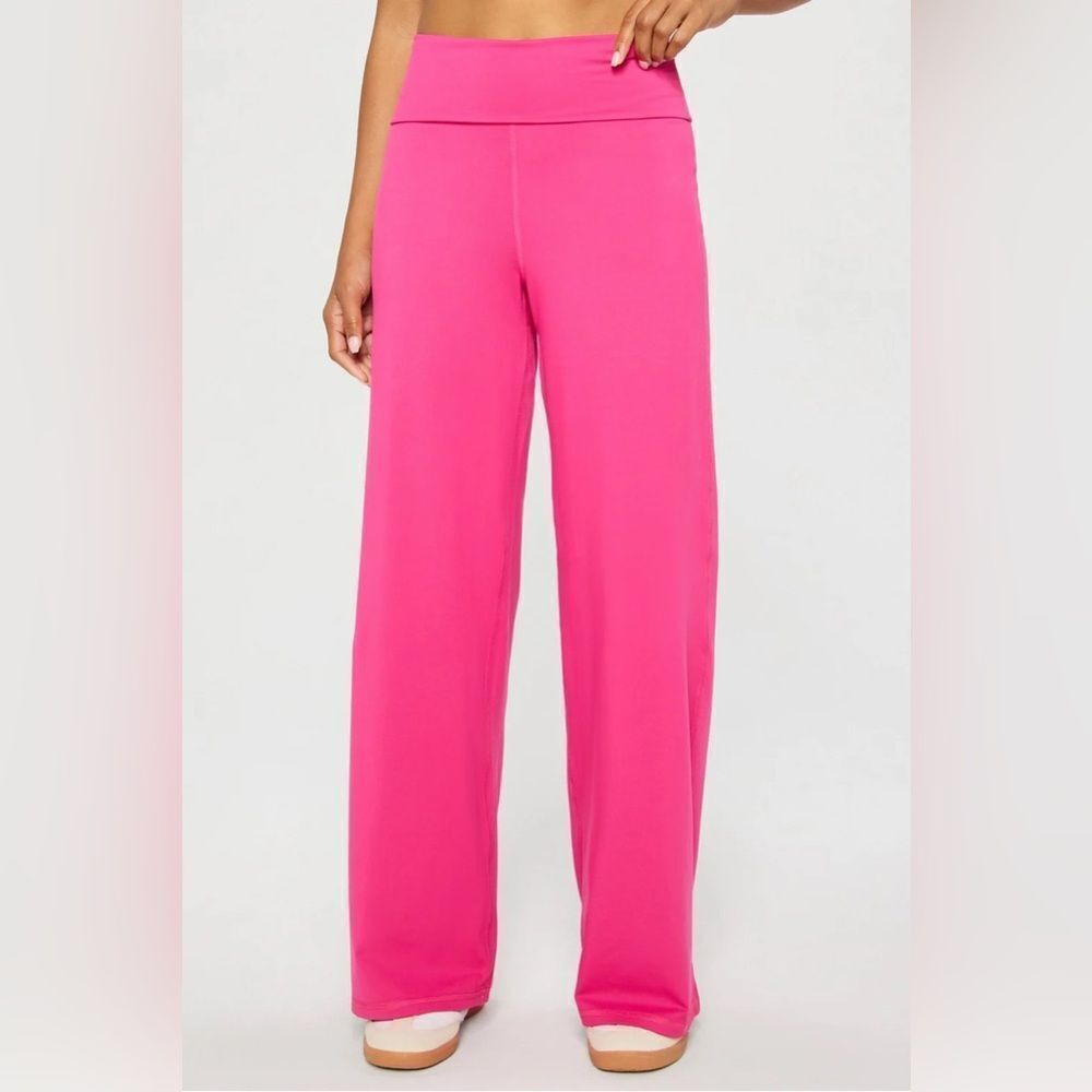 NEW! Sz L Fabletics *PureLuxe* Foldover Pant in Dragonfruit PINK - Picture 3 of 4